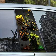 1 Pair (2pcs) Decorative Car B-Pillar Stickers, Colorful Patterns, Trimmable Size Fits Sedan, SUV, Truck, Protects Car Pillar From Scratches, Ideal For Holiday Vehicle Decoration