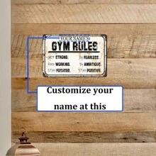 Customized Text Sign Gym Rules, 8 Inch By 12 Inch, Metal Sign Post, Wall Signs For Home, Gym Signs, Workout Room Decor, Home Gym Decor, Man Cave Decor, Garage Decor For Men Gifts Birthday Graduation