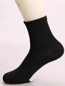 4pcs Men's Solid Color Crew Socks Sports Socks For Autumn/Winter - Multicolor - View 5