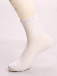 4pcs Men's Solid Color Crew Socks Sports Socks For Autumn/Winter - Multicolor - View 4