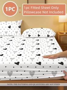 1 pièce Drap-housse, Linge de lit, Drap-housse, Protège-matelas, Protège-matelas doux et confortable pour la peau, Cadeau de la Saint-Valentin Drap-housse, Drap plat à motif géométrique d'amour de dessin animé, Ensemble de literie à motif de cœur mignon, Décoration intérieure, Drap-housse pour lit une place, double, king, queen, Literie Jour de l'indépendance, Cadeaux de literie, Lavable en machine