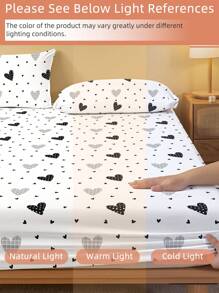 1 pièce Drap-housse, Linge de lit, Drap-housse, Protège-matelas, Protège-matelas doux et confortable pour la peau, Cadeau de la Saint-Valentin Drap-housse, Drap plat à motif géométrique d'amour de dessin animé, Ensemble de literie à motif de cœur mignon, Décoration intérieure, Drap-housse pour lit une place, double, king, queen, Literie Jour de l'indépendance, Cadeaux de literie, Lavable en machine