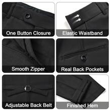MAGE MALE Mens Suits Slim Fit 3 Piece Tuxedo Suit One Button Solid Prom Wedding Party Blazer Vest Pants Set - 亮黑 - 查看 4