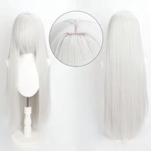 Karida Parrucca da cosplay lunga in fibra sintetica con frangia, parrucca da cosplay universale per capelli lisci a strati, resistente al calore, ad alta densità, aspetto naturale, 35 pollici/90 cm, parrucca sintetica extra lunga per donne, parrucche da cosplay artificiali per feste, Ognissanti, Natale, verde, arancione, rosa, blu, nero
