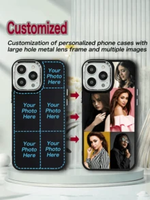 1pc Customizable Artistic English Photo Electroplated High-Quality Phone Case, Compatible With Iphone 7/8/X/11/12/13/14/15/16 Series, With Various Life, Family, Landscape, Couple, Wedding Photo Designs