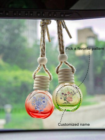 Modèle de personnalisation personnalisé + Nom Personnalisé Bouteille distributrice de charme pour l'intérieur de la voiture 10 ml, ornement d'intérieur, bouteille de parfum rechargeable, bouteille distributrice de parfum et d'huile essentielle pour les voyages, cadeau parfait pour une dame (sans parfum, bouteille vide uniquement)