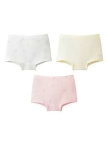 Annil Girls' Children's Underwear, Boxer Shorts, 3A Antibacterial, Three Pieces Set, Spring Printed.