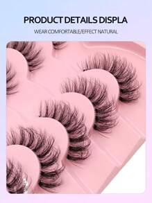 Asiteo 7 Pairs Natural Look Lashes,Fluffy Soft And Wispy Faux Mink Lashes With Clear Band,Makeup Extensions Fake Lashes - màu đen - Xem 2