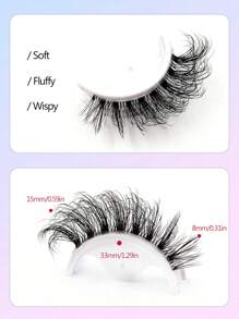 Asiteo 7 Pairs Natural Look Lashes,Fluffy Soft And Wispy Faux Mink Lashes With Clear Band,Makeup Extensions Fake Lashes - màu đen - Xem 3