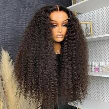 bling hair Brazilian Deep Wave Lace Front Wig Transparent 4x4 Closure Human Hair Wigs For Women Pre Plucked 100% Human Hair Curly Lace Frontal Wigs - Tự nhiên & Đen - Xem 1