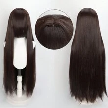 Karida Parrucca da cosplay lunga in fibra sintetica con frangia, parrucca da cosplay universale per capelli lisci a strati, resistente al calore, ad alta densità, aspetto naturale, 35 pollici/90 cm, parrucca sintetica extra lunga per donne, parrucche da cosplay artificiali per feste, Ognissanti, Natale, verde, arancione, rosa, blu, nero