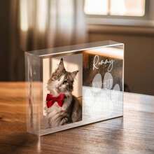 Personalized Acrylic Photo Frame, Cat & Dog Photo Gift, Christmas Gift For Cat Lovers, Condolence Gift For Lost Pets, Customized Photo Gift, Acrylic Photo Print Block Plaque, Customized Acrylic Photo Frame