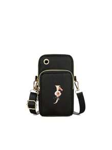 1pc Casual Letter & Flower Pattern Shoulder Bag,All-Match VersatileCrossbody Bag & Mobile Phone Bag