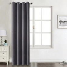 1 Paneel / 2 Paneele / Mehrere Größenoptionen, Premium-Gardine mit dreifacher Gewebekonstruktion, schwer verdunkelnd und wärmeisolierend, mit Ösen an der Oberseite, geeignet für Schlafzimmer, Wohnzimmer, Esszimmer, Küche, blockiert Licht und bietet Privatsphäre - Dunkelgrau - Übersicht 19