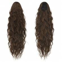 FESHFEN Extensions de cheveux queue de cheval longues avec boucle de traction cheveux synthétiques longs ondulés bouclés pince naturelle en postiche cheveux tressés pour femmes 65 cm