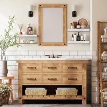 Bathroom Shelves Over Toilet Wall Mounted Floating Shelves Farmhouse Shelf Toilet Paper Storage Small - Doré - Voir 6