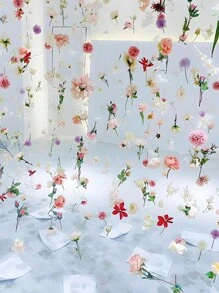 Diy Suspended Flower Door Curtain Spring Creation Photo Check-In Simulation Flower Curtain Petals Rain Waterfall Flower Scene Layout - 20 Artificial Flowers Random Colors - View 2