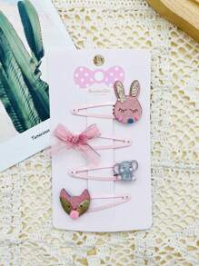 4pcs Cute Cartoon Style Hair Clips, Princess Style Hair Accessories Suitable For Little Girls, Great For Daily Use, Birthday Gifts, Party Favors