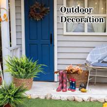 8 件/1 套户外假蕨类植物 - 适合户外蕨类植物的蕨类植物，室内人造蕨类植物几乎天然抗紫外线户外植物，适用于门廊绿色装饰