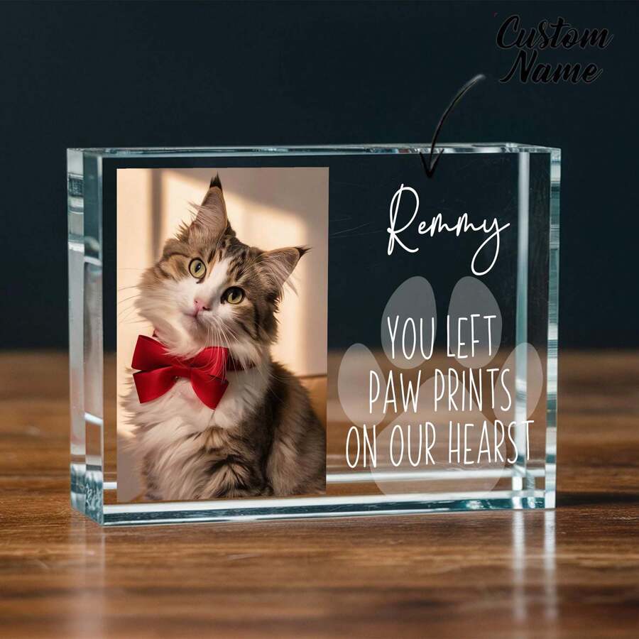 Personalized Acrylic Photo Frame, Cat & Dog Photo Gift, Christmas Gift For Cat Lovers, Condolence Gift For Lost Pets, Customized Photo Gift, Acrylic Photo Print Block Plaque, Customized Acrylic Photo Frame