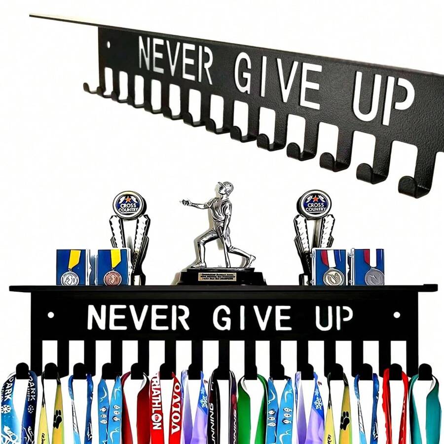Metal One-Piece Trophy Display Rack, Wall Mounted Medal And Key Hanger,Adhesive Hooks,Towel Hanger Rack,Bedroom Wall Decor,Hangers,Hooks,Hanger,Back To School,Shelves,Organization And Storage,Key Holder,Key Holder Wall,Key Hanger,Sticker Hook,Door Hanger,Room Decor Bedroom,Kitchen Accessories