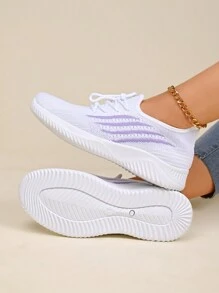 Zapatillas de vestir informales para mujer, transpirables y cómodas con suela blanda, zapatos deportivos para uso casual y caminata diaria - Beis - Ver 5