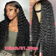 Pelucas frontales de encaje de ondas profundas de 13x4, cabello humano mojado y ondulado, peluca frontal de encaje con cabello de bebé para mujeres, cabello humano de densidad 250% prearrancado con cabello de bebé para el día de Navidad