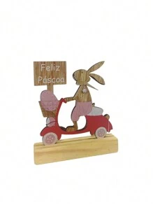 Coelho Decorativo Entregador de Ovos - Decoração de Páscoa- Mesa Posta - Rosa Bebê - Visão 2