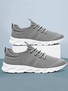 Women's Mesh Breathable Sports Shoes Lace Up Flat Shoes Training Tennis Shoes Walking Sneakers Comfortable And Lightweight Athletic Shoes Fashionable Fitness Shoes Light_Gray