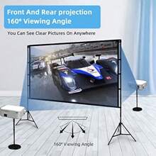 100 Inch Portable Indoor Outdoor Projector Screen 16:9 4K HD Front Rear Movie Screen With Carry Bag For Home Theatre Backyard Cinema - as pic - View 5