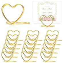 40pcs Heart Shape Metal Gold Table Number Seat Card Holder, Photo Holder Stand Wedding Table Number Name Card Holder Suitable For Wedding Valentine's Day Birthday Party Table Sign Decoration