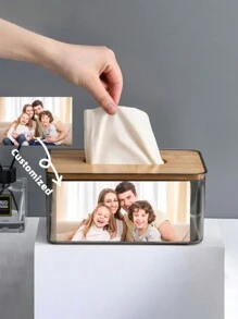 1pc定制照片DIY图案创意纸盒DIY欧式桌面收纳盒家用木质餐巾纸纸巾盒多功能收纳盒，适合节日礼物母亲节/父亲节/感恩节/教师节/情人节礼物，适用于办公室、浴室、卧室、客厅、茶室、咖啡桌、客厅、户外、车内等场景返校 - 彩色 - 查看 2