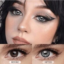 1 Paar graue farbige Kontaktlinsen, kosmetische Augen Make-up Farblinsen, 14,5 mm, jährlich zu entsorgende Halloween Kostüm Cosplay - Grau - Übersicht 3