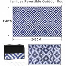 Outdoor Patio Rugs Waterproof Large Plastic Straw Rugs Reversible Portable Picnic Blanket Easy Cleanning Camping Mat Outdoor Area Rug For Garden Balcony Deck - Blue - View 5