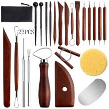 23pcs Pottery Tools Set - Clay Sculpting Tools, Ribbon Cutter, Handcraft DIY, 7pcs Fine Detail Needles