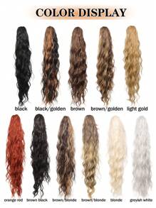 长款水波爪马尾接发黑棕高光金灰色 26 英寸耐热纤维合成马尾假发适合女孩女士派对日常佩戴 - 彩色 - 查看 7