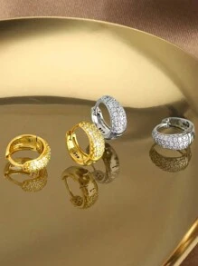 1 Pair Luxury Micro-Inlaid Earrings, Suitable For Daily Wear, Parties, And As A Valentine's Day Gift - Luxury Round - View 2