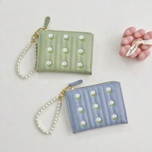 Carteira Feminina Simples de Dobra Dupla Estilosa e Fofa, com Bordado, Compartimento para Moedas e Cartões, Atacado Dia dos Namorados para Mulheres, Carteira, Bolsa, Carteira Pequena