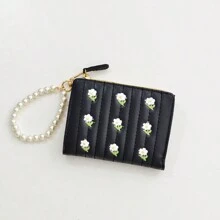 Carteira Feminina Simples de Dobra Dupla Estilosa e Fofa, com Bordado, Compartimento para Moedas e Cartões, Atacado Dia dos Namorados para Mulheres, Carteira, Bolsa, Carteira Pequena