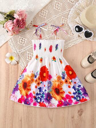 女孩蝴蝶印花吊带宽松休闲夏装