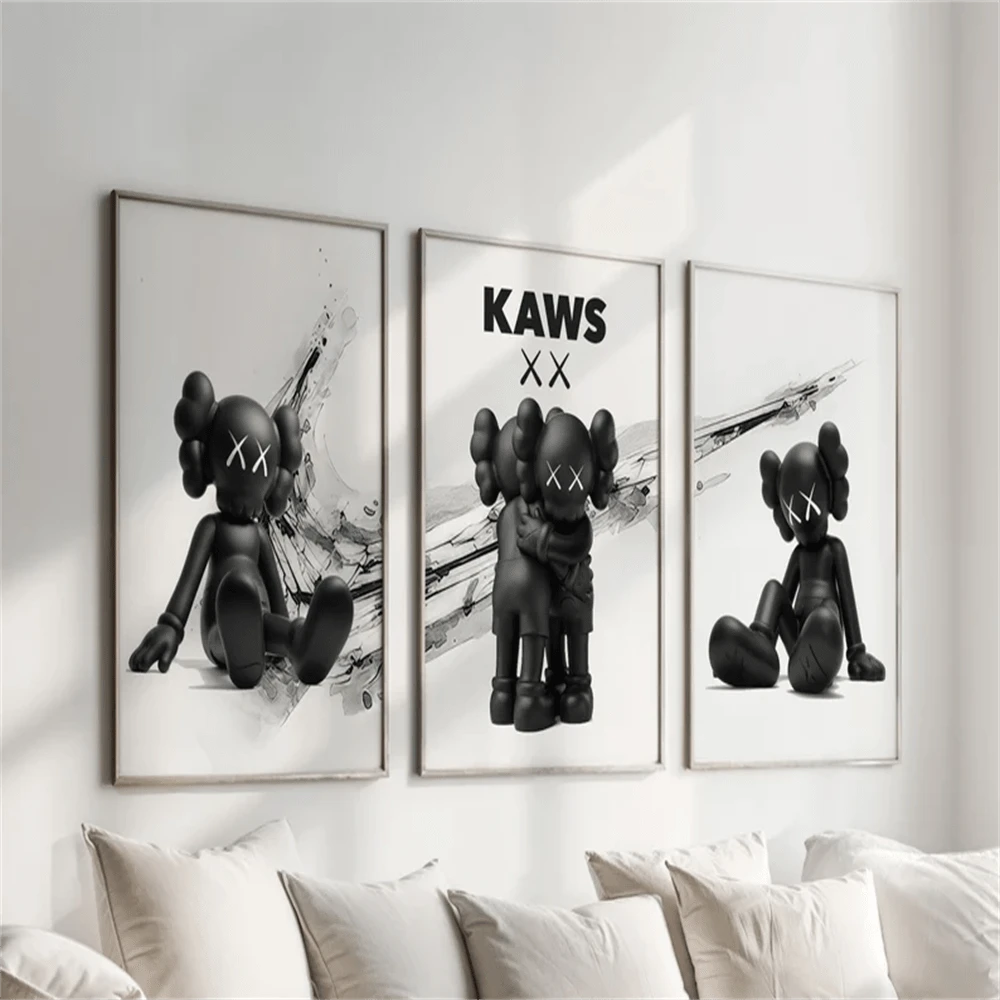 1/3张黑色KAWS海报都市街头艺术印刷品现代家居装饰帆布墙艺术运动鞋海报无框
