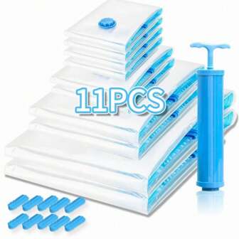 21PCS/12PCS/11PCS/9PCS Bolsas de Almacenamiento al Vacío Reutilizables bolsas de compresión de ahorro de espacio  Bolsas Vacio  Bolsas de Almacenamiento de Vacío Premium Vacuum Storage Bags Paquete de 11/9 + Bomba manual gratis para Viajes, Bolsas Ahorradoras de Espacio para Ropa  Almohadas y Pijamas Gran Capacidad para Almacenamiento de Ropa, Almohada de Edredón (12 Pack/11 Pack/ 9Pack)