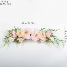 1pc Artificial Hanging Rose Peony Flower Wreath With Green Leaves, Decoration For Wedding Ceremony Arch, Front Door, Home Wall