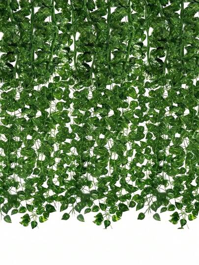 1 pieza/6 piezas/12 piezas Enredadera artificial de batata, hojas de vid falsas, decoración de hogar y fiesta, plantas falsas para ventanas, jardín