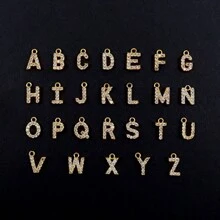 1件极简字母胸针，不锈钢回形针链手链，女士 - 金黃色 - 查看 4