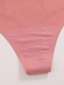 4pcs Plus Size Women Solid Mesh High Waist Soft Seamless High Elasticity Thong Panties