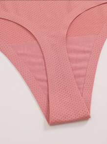 4pcs Plus Size Women Solid Mesh High Waist Soft Seamless High Elasticity Thong Panties