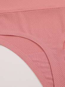 4pcs Plus Size Women Solid Mesh High Waist Soft Seamless High Elasticity Thong Panties