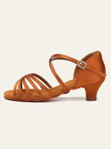 Scarpe da ballo latino da donna, sandali da ballo con tacco basso, scarpe da ballo per principianti