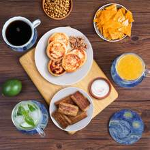 Drink Coasters With Holder, Coasters For Drinks-Set Of 6, Van Gogh Paintings Art Ceramic Coasters For Coffee Table Gifts Home Decor, Blue, 4 Inches - Multicolor - View 5